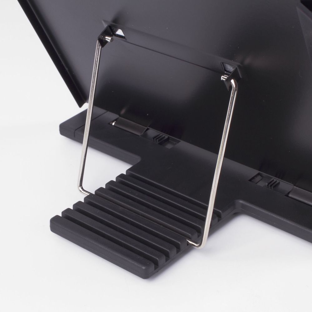 Подставка для книг и учебников BRAUBERG, большая, регулируемый наклон, металл/пластик, черная