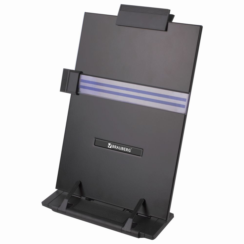 Подставка для книг и учебников BRAUBERG, большая, регулируемый наклон, металл/пластик, черная