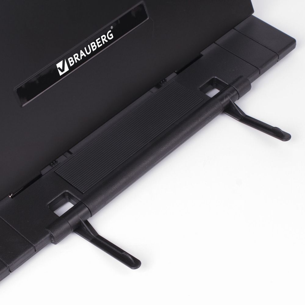 Подставка для книг и учебников BRAUBERG, регулируемый наклон, металл/пластик, черная