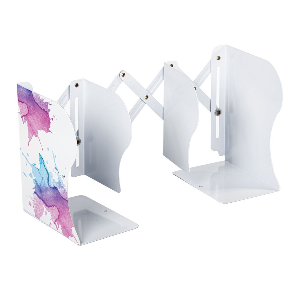 Подставка-держатель для книг и учебников BRAUBERG, раздвижная, металлическая, белая с печатью