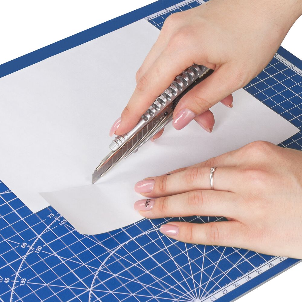 Коврик (мат) для резки BRAUBERG EXTRA 5-слойный, А3 (450х300 мм), двусторонний, толщина 3 мм, синий