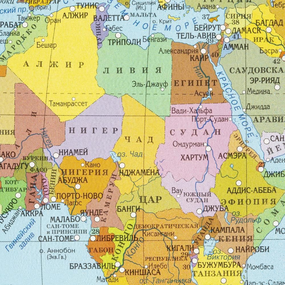 Коврик на стол «Карта мира» (380х590мм, цветной, ПВХ)