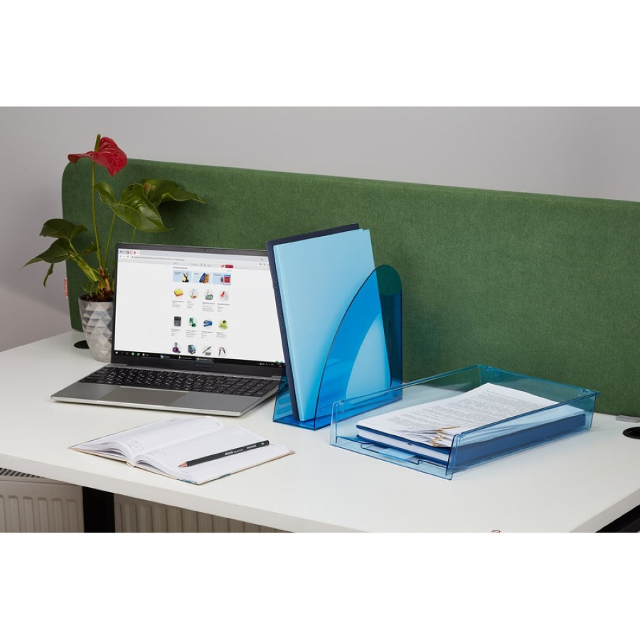 Вертикальный накопитель Attache 90мм Bright Colours прозрачный голубой