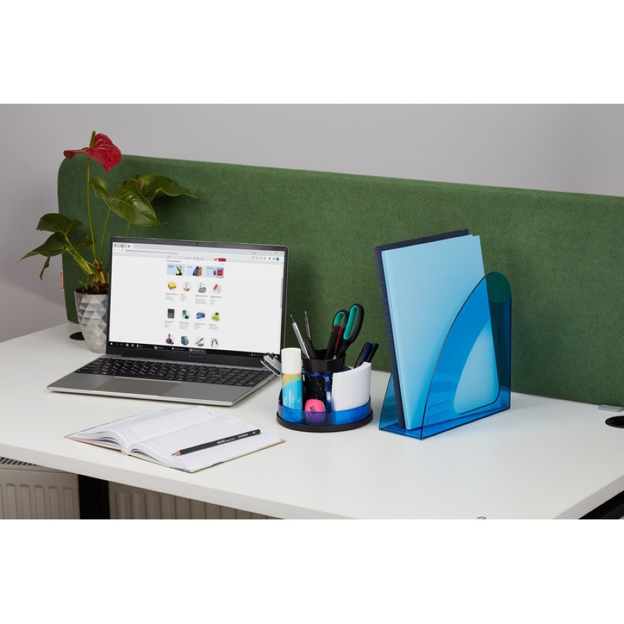 Вертикальный накопитель Attache 90мм Bright Colours прозрачный голубой