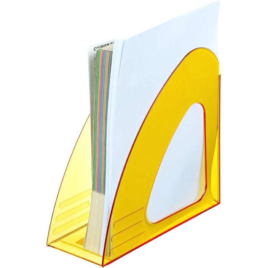 Вертикальный накопитель Attache 90мм Bright Colours прозрачный желтый