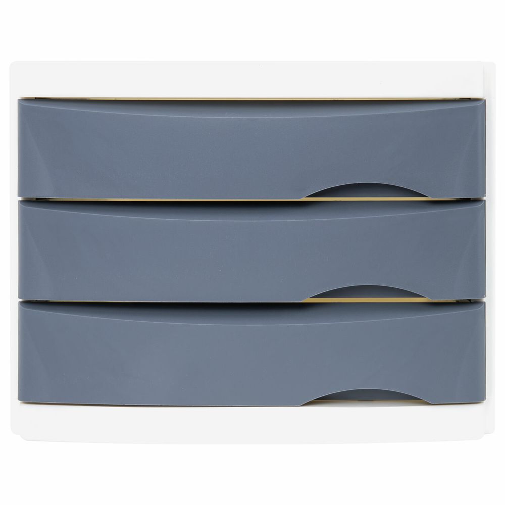 Бокс с 3 выдвижными лотками, корпус светлый, лотки серые, 235х300х355 мм, BRAUBERG 