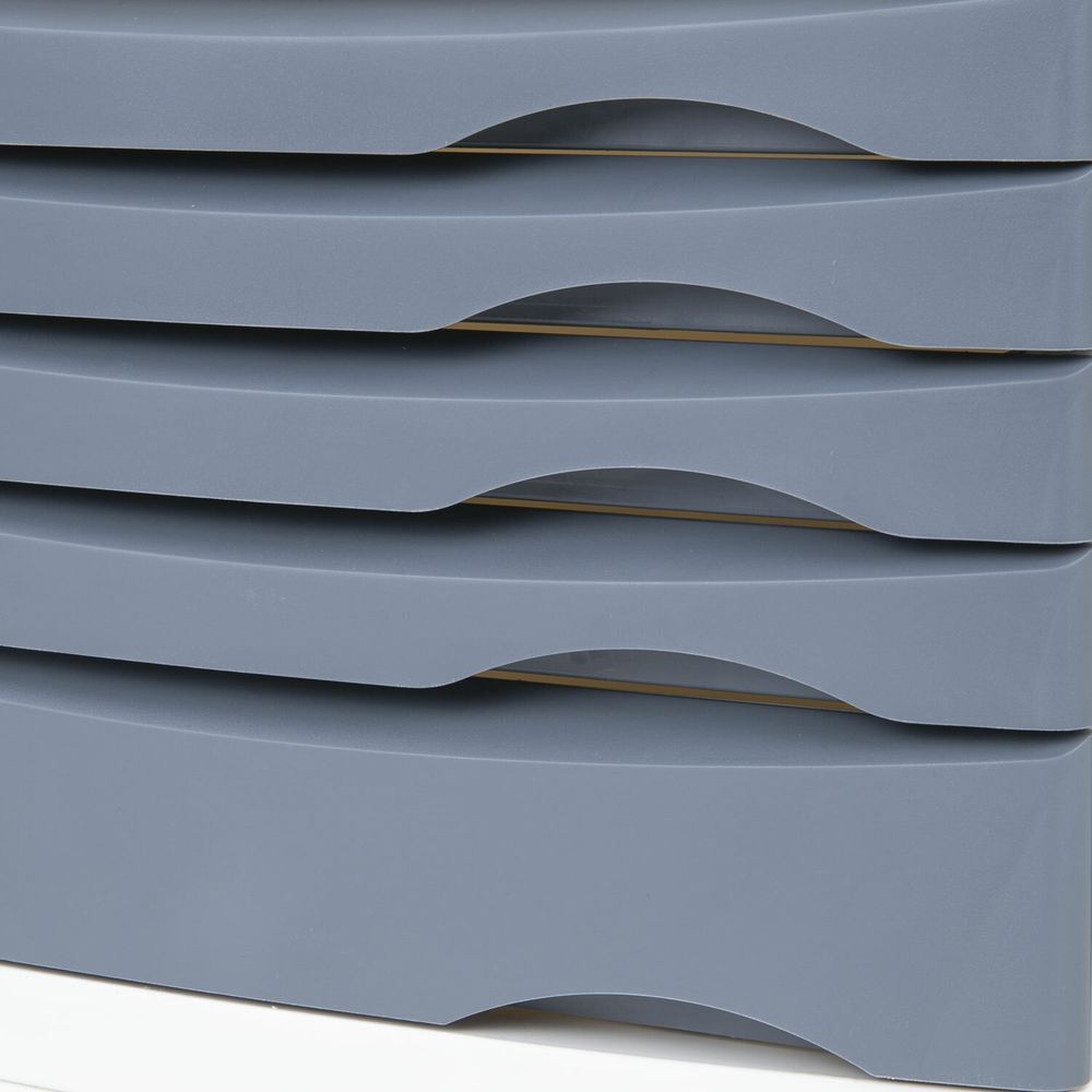 Бокс с 5 выдвижными лотками, корпус светлый, лотки серые, 235х300х355 мм, BRAUBERG 