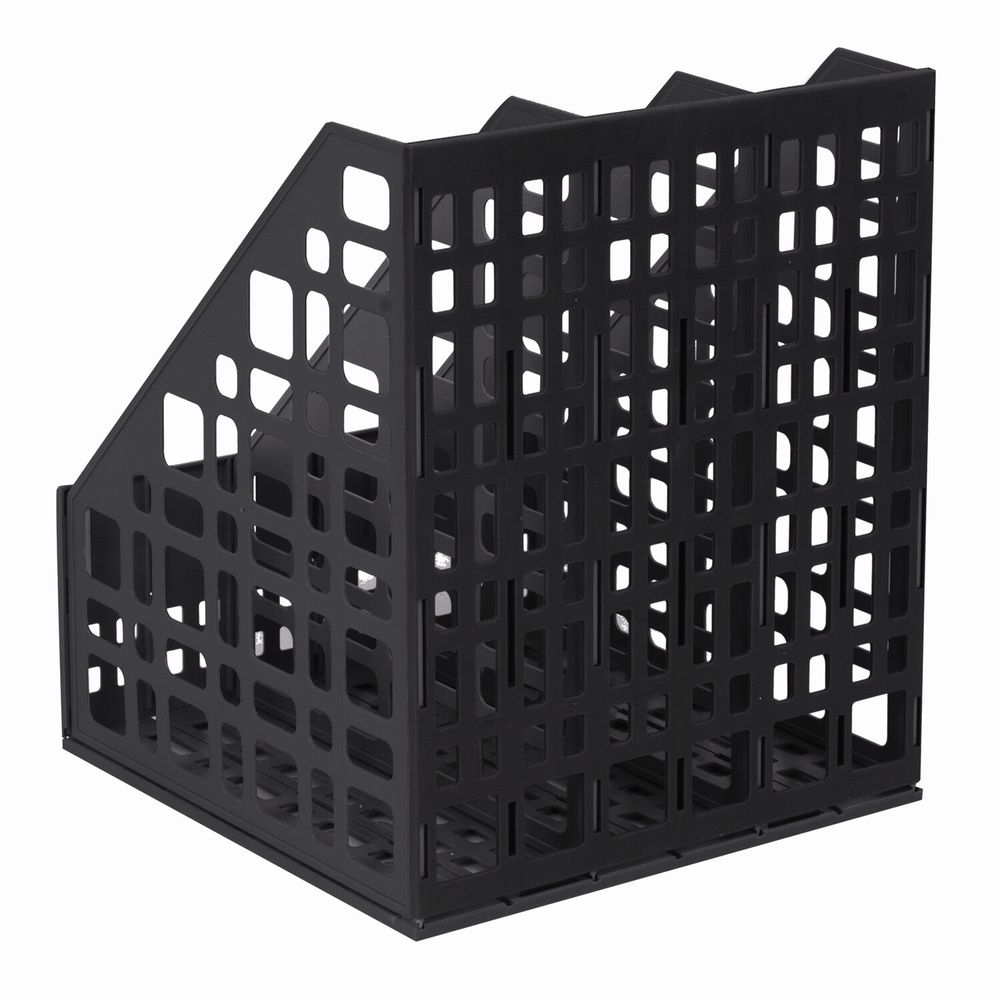 Лоток вертикальный для бумаг BRAUBERG "MAXI Plus", 240 мм, 3 отделения, сетчатый, сборный, черный