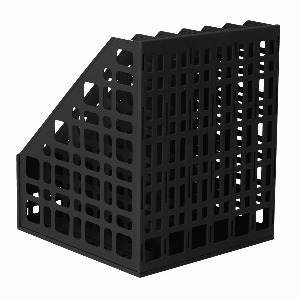 Лоток вертикальный для бумаг BRAUBERG "MAXI Plus", 240 мм, 6 отделений, сетчатый, сборный, черный