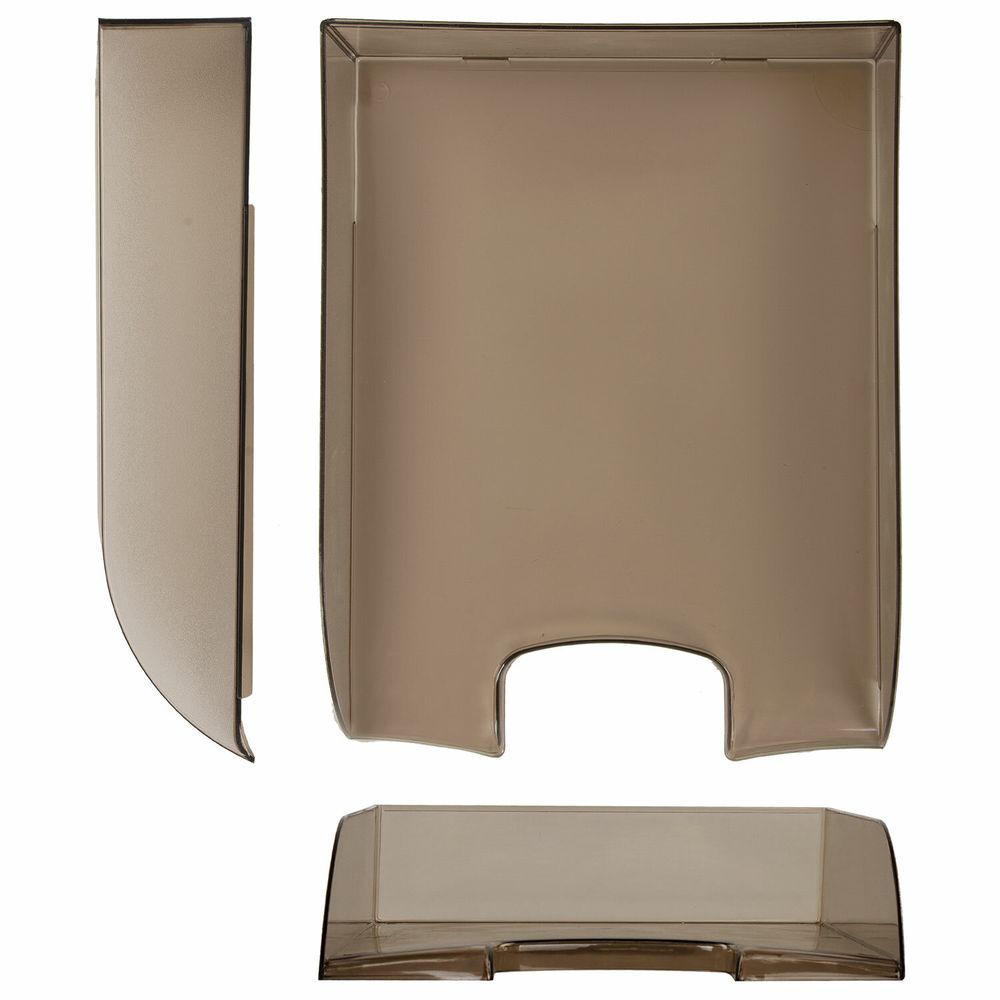 Лоток горизонтальный для бумаг BRAUBERG "Office style", 320х245х65 мм, тонированный серый