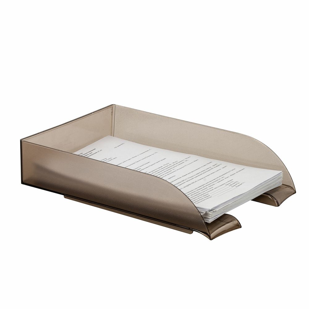 Лоток горизонтальный для бумаг BRAUBERG "Office style", 320х245х65 мм, тонированный серый
