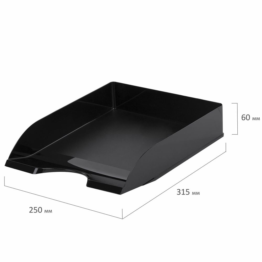 Лоток горизонтальный для бумаг BRAUBERG ORIGINAL, 315х250х60 мм, черный