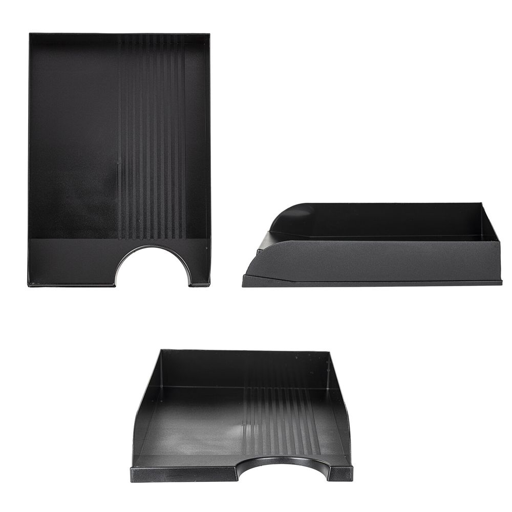 Лоток горизонтальный для бумаг BRAUBERG Standard, 350х253х65 мм, черный