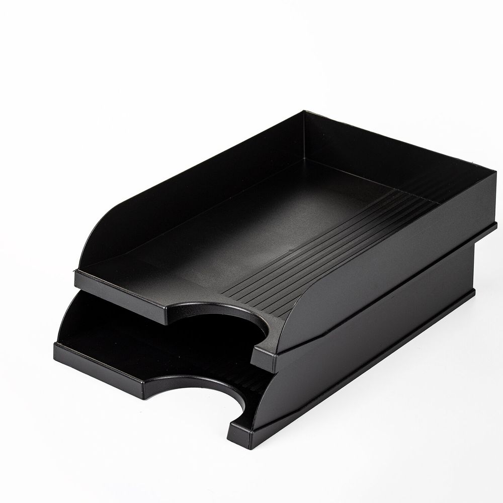 Лоток горизонтальный для бумаг BRAUBERG Standard, 350х253х65 мм, черный