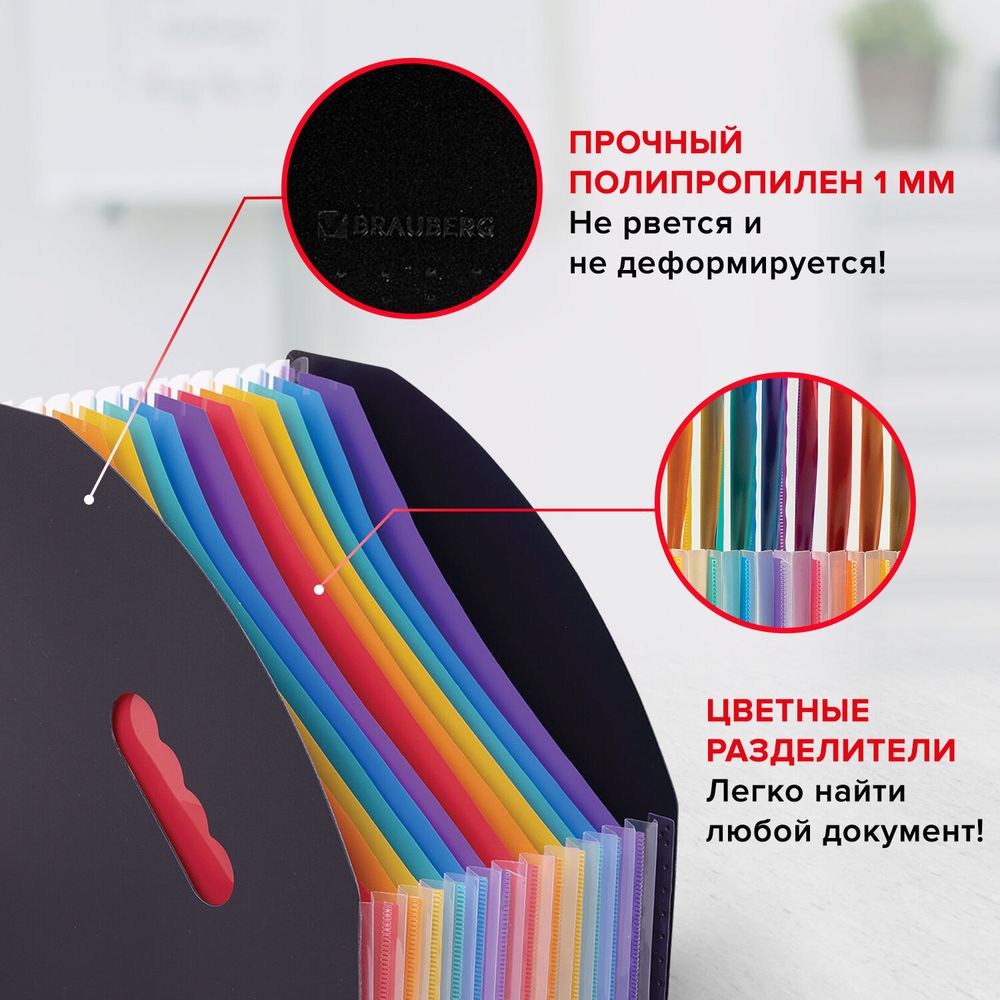 Лоток-органайзер вертикальный для бумаг и документов, 13 отделений, BRAUBERG DOCS, А4 черный