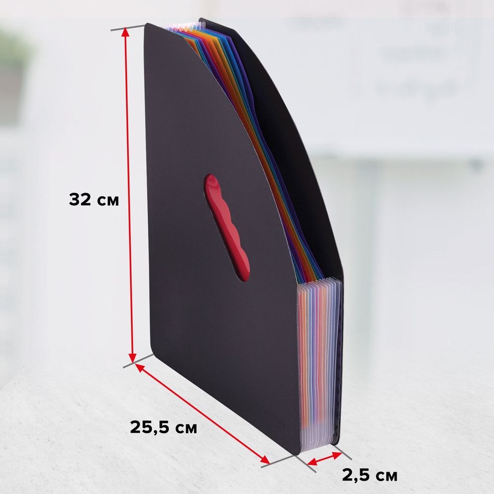 Лоток-органайзер вертикальный для бумаг и документов, 13 отделений, BRAUBERG DOCS, А4 черный