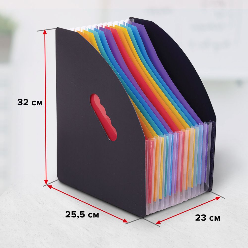 Лоток-органайзер вертикальный для бумаг и документов, 13 отделений, BRAUBERG DOCS, А4 черный