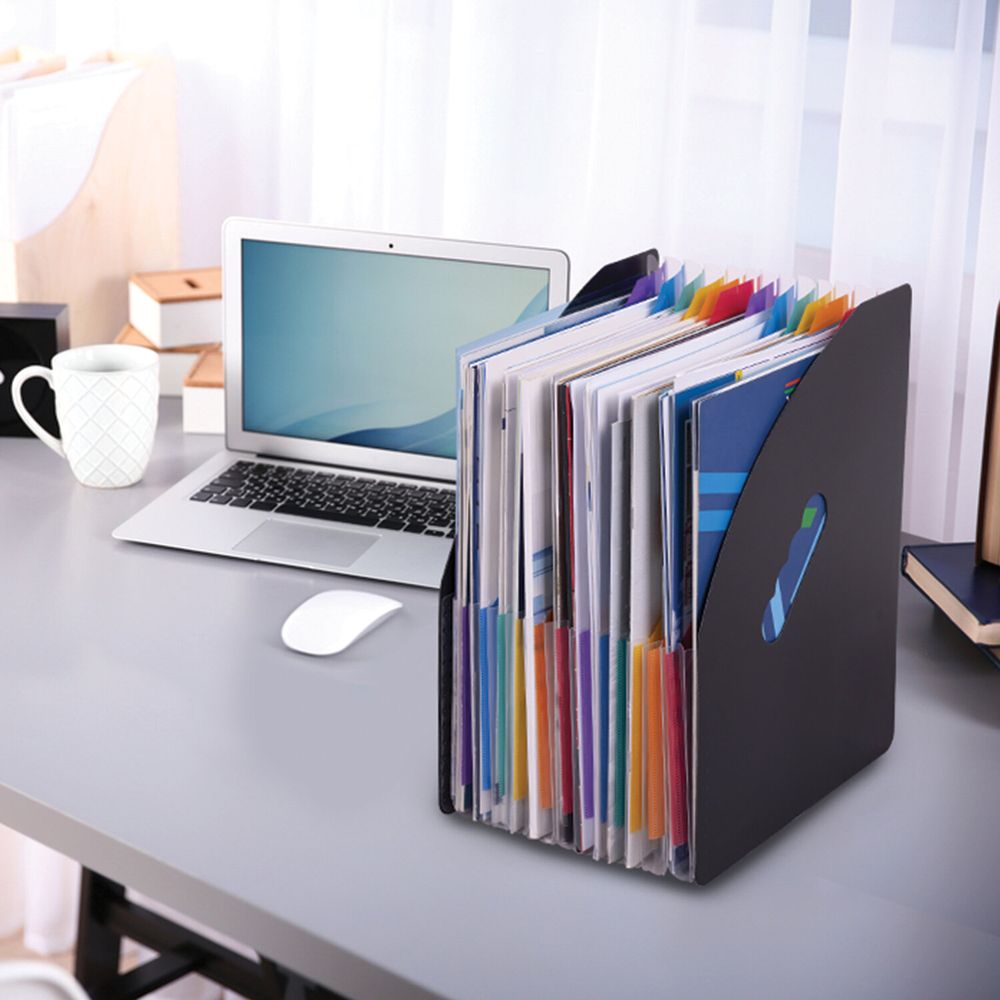 Лоток-органайзер вертикальный для бумаг и документов, 13 отделений, BRAUBERG DOCS, А4 черный