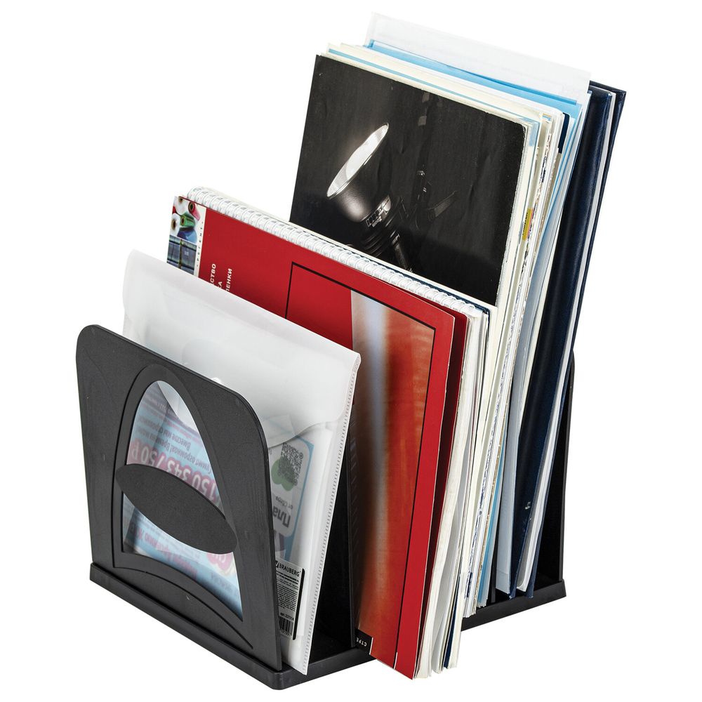 Лоток-сортер для бумаг BRAUBERG STYLE, 4 отделения, 210х210х170 мм, сборный, черный