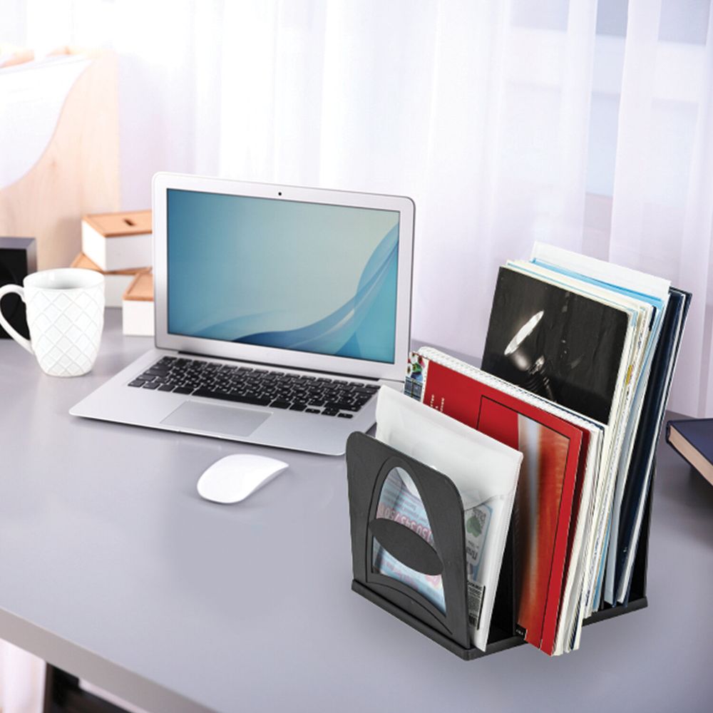 Лоток-сортер для бумаг BRAUBERG STYLE, 4 отделения, 210х210х170 мм, сборный, черный