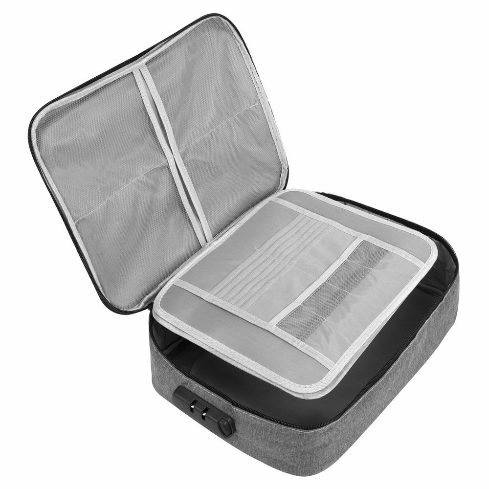 Папка-органайзер для документов с кодовым замком СЕРЫЙ ВОДОНЕПРОНИЦАЕМЫЙ А4, BRAUBERG DOCS