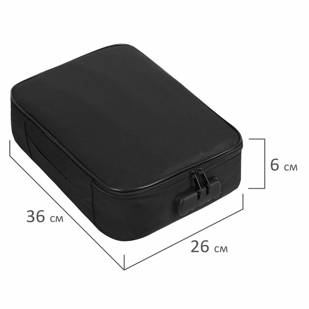 Папка-органайзер для документов с кодовым замком ЧЕРНЫЙ ВОДОНЕПРОНИЦАЕМЫЙ А4, BRAUBERG DOCS