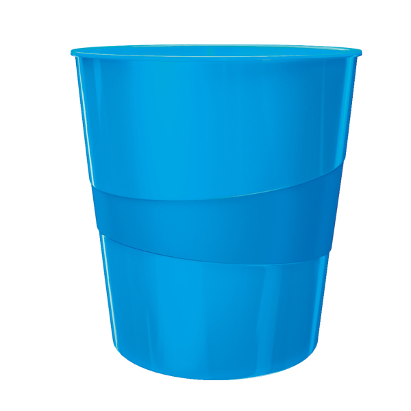 Корзина для мусора Leitz WOW, 15 литров, голубая глянцевая