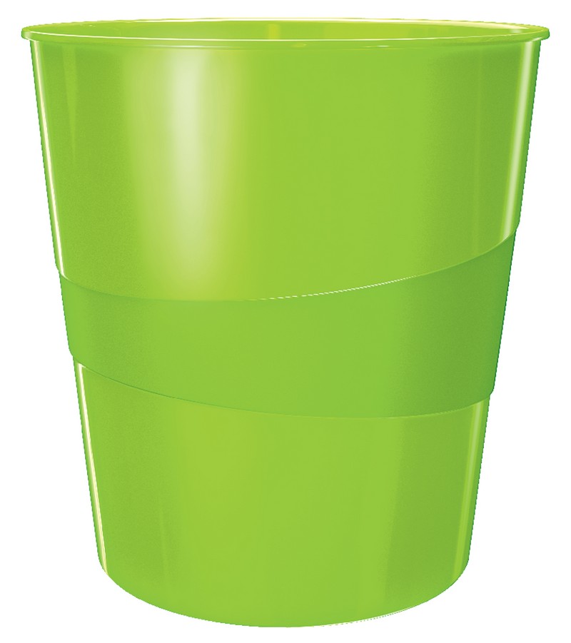 Корзина для мусора Leitz WOW, 15 литров, зеленая глянцевая
