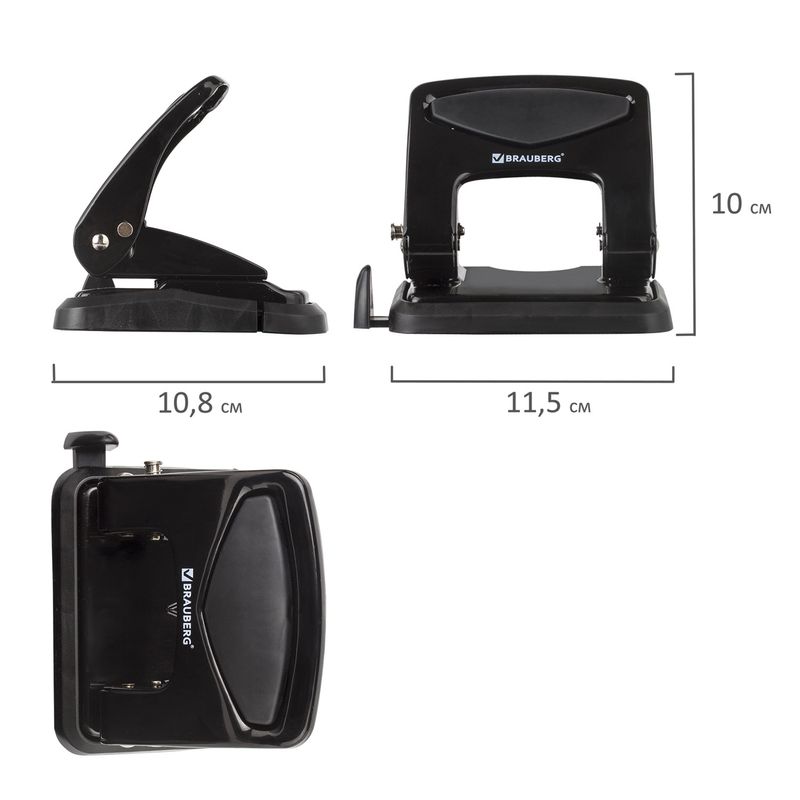 Дырокол металлический BRAUBERG "PN-150M", до 35 листов, черный