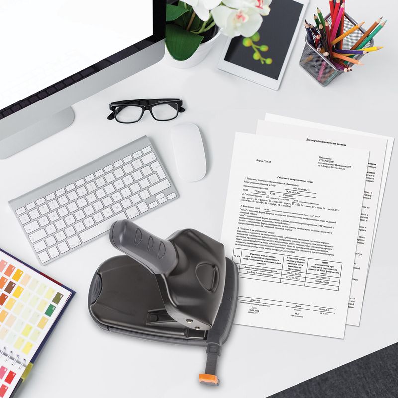 Дырокол металлический МОЩНЫЙ BRAUBERG "Heavy duty" до 65 листов, эргономичный