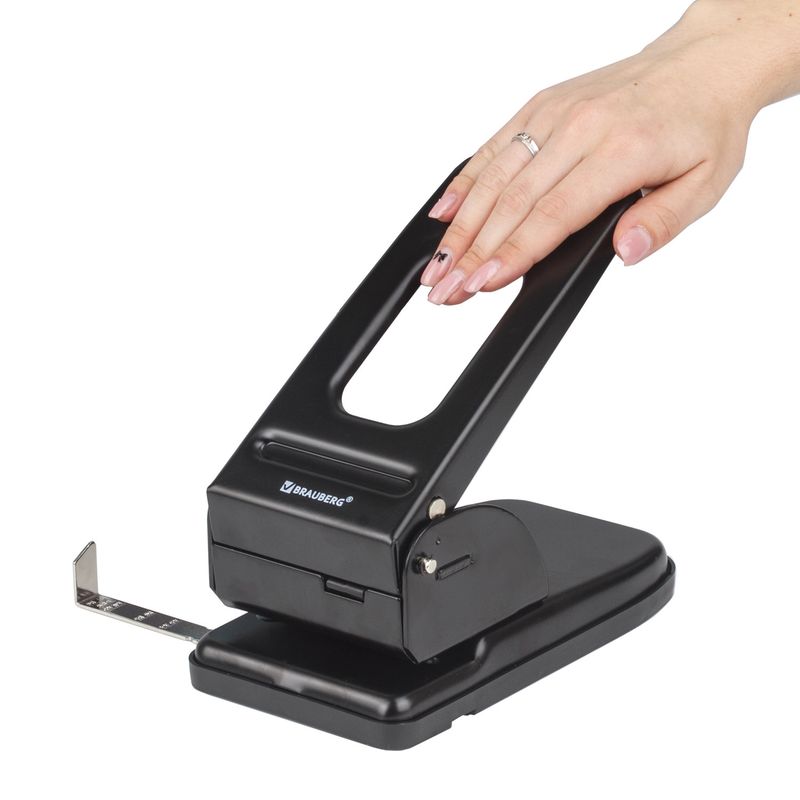 Дырокол металлический МОЩНЫЙ BRAUBERG "Heavy duty", до 60 листов, черный
