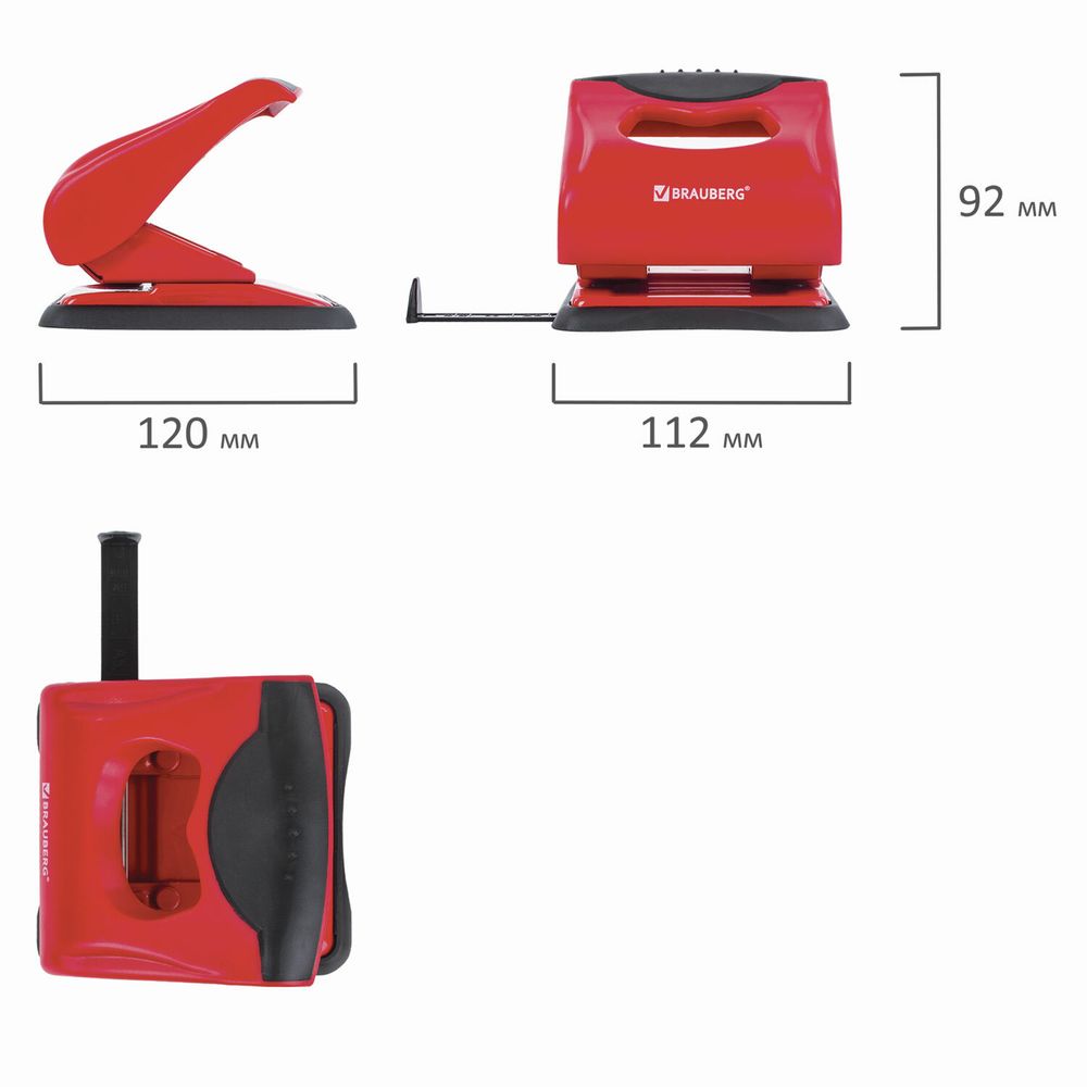 Дырокол BRAUBERG "JET PRO", до 30 листов, красно-черный