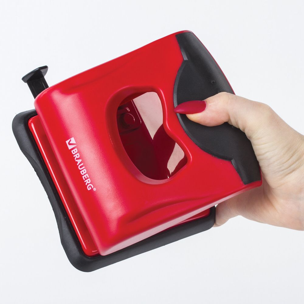 Дырокол BRAUBERG "JET PRO", до 30 листов, красно-черный