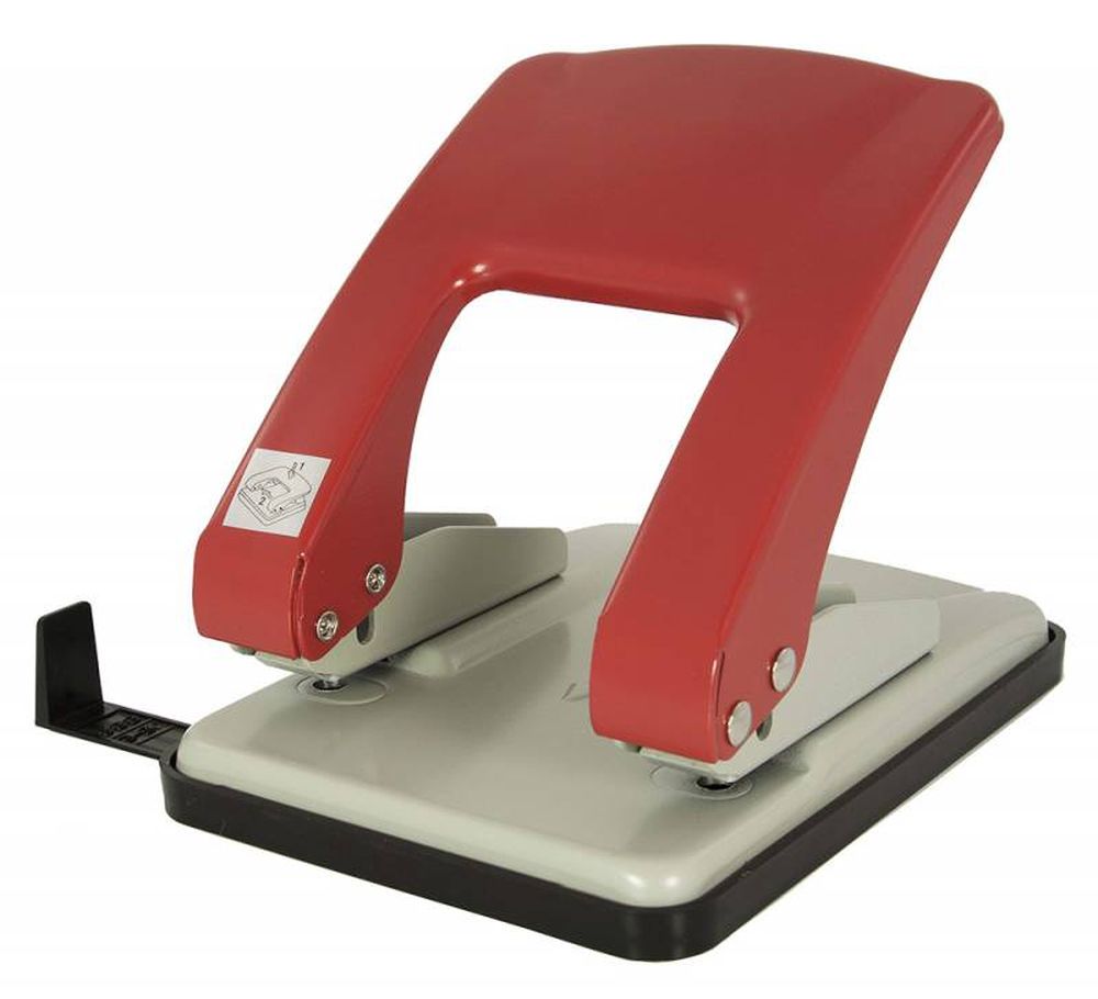 Дырокол Kw-Trio Stylish Heavy Duty 09760GR/RED макс.:40лист. металл красный/серый отв.:2 с линейкой