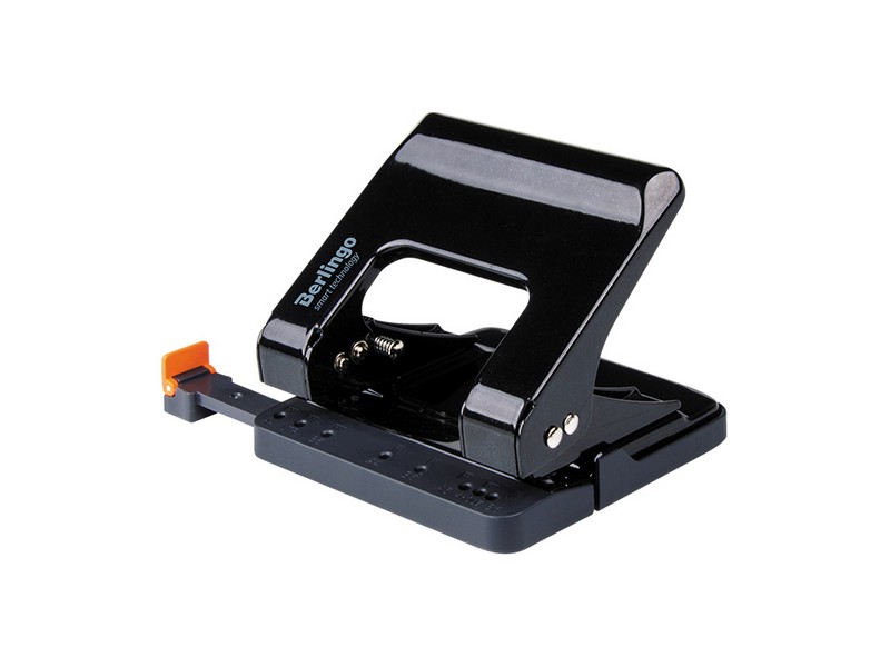 Дырокол энергосберегающий Berlingo "Smart Technology" 25л, металлический, фиксатор, линейка, черный