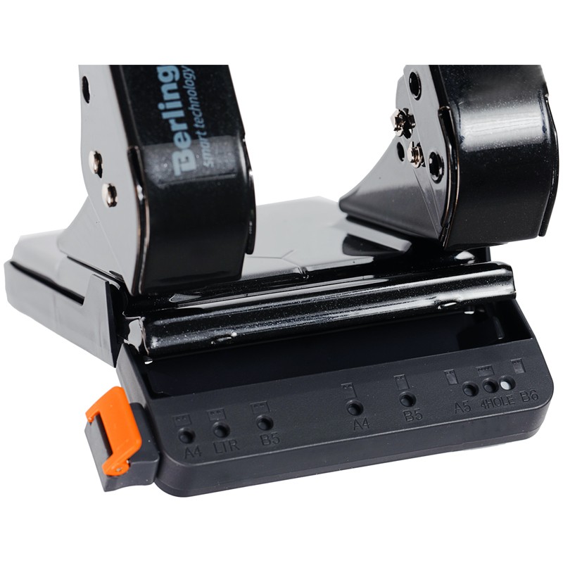 Дырокол энергосберегающий Berlingo "Smart Technology" 45л, металлический, фиксатор, линейка, черный