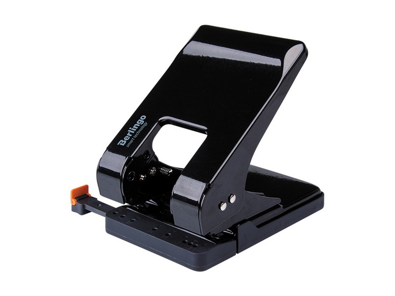 Дырокол энергосберегающий Berlingo "Smart Technology" 45л, металлический, фиксатор, линейка, черный