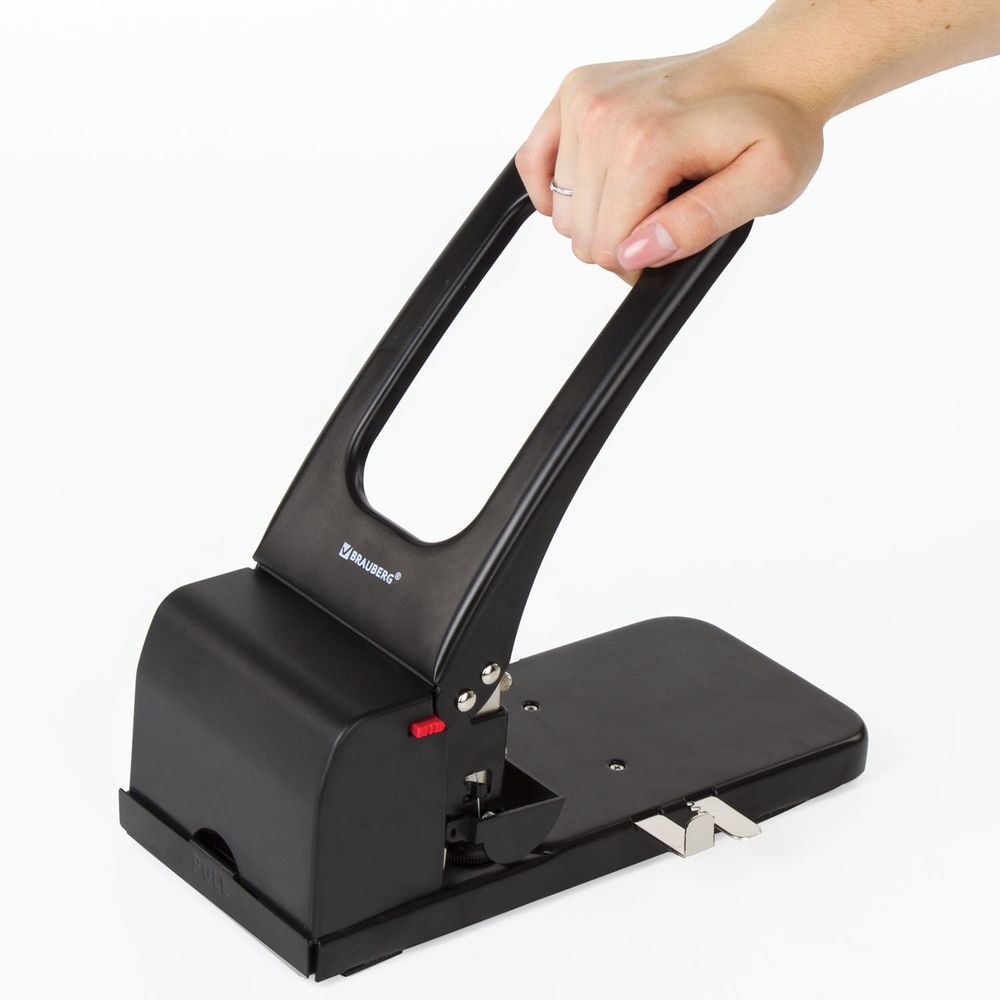 Дырокол металлический МОЩНЫЙ BRAUBERG "Heavy duty", до 100 листов, черный