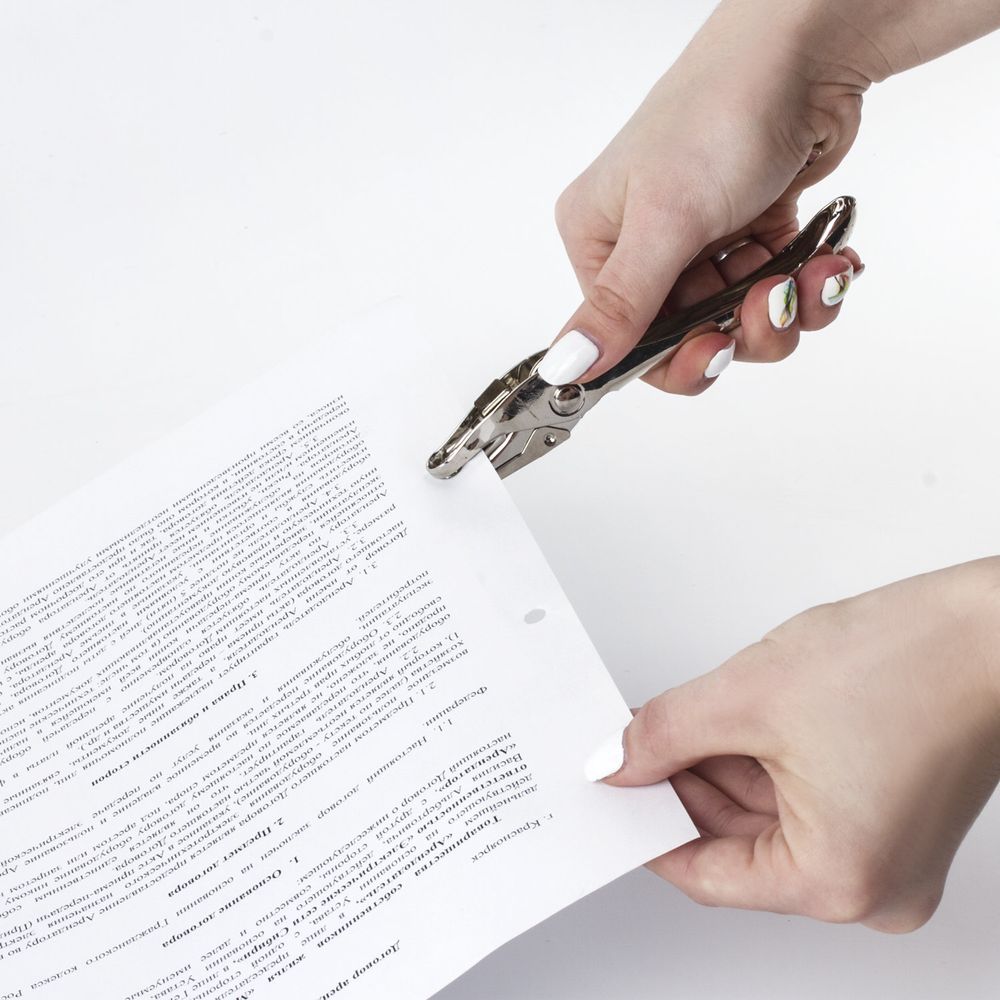 Дырокол металлический на 1 отверстие BRAUBERG "HL-1", до 6 листов