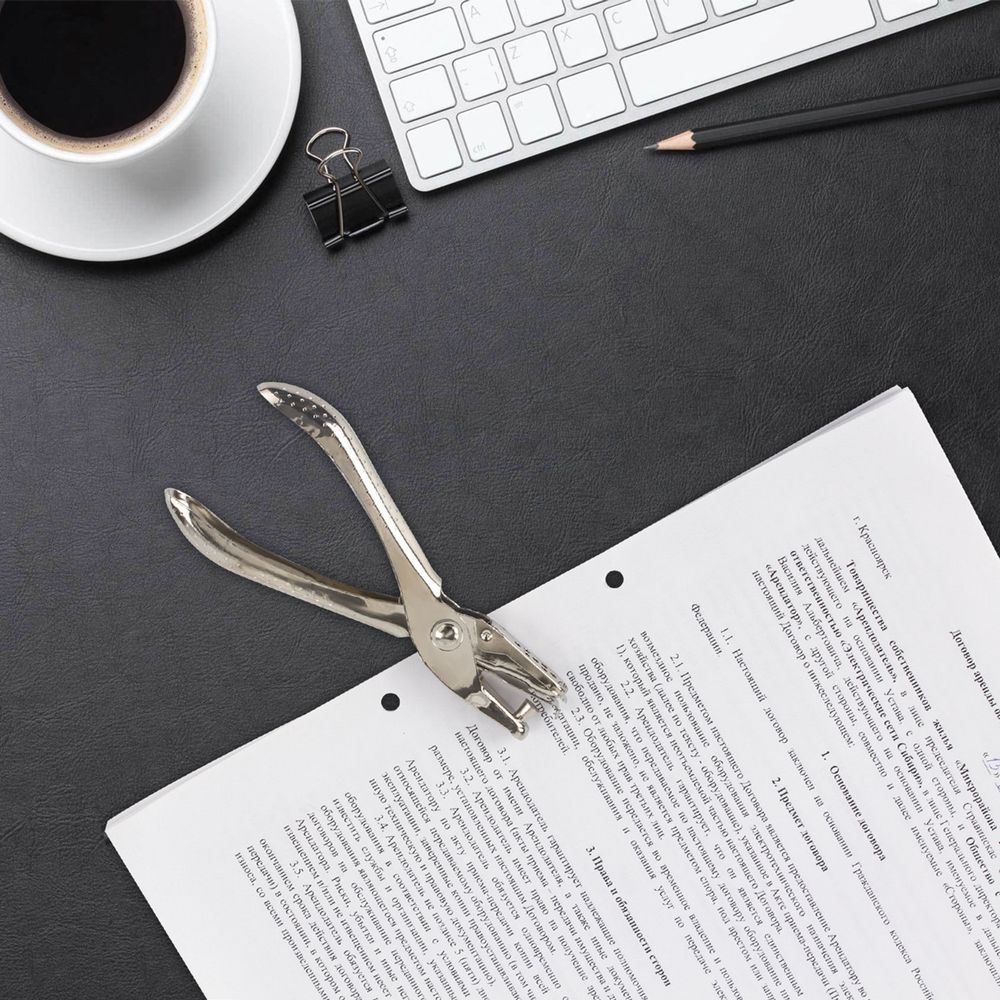 Дырокол металлический на 1 отверстие BRAUBERG "HL-1", до 6 листов