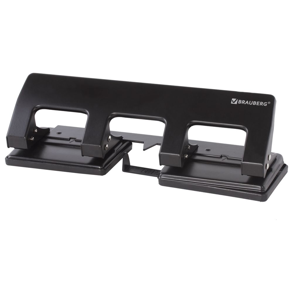 Дырокол металлический на 2-4 отверстия BRAUBERG "HL-4", до 15 л, черный