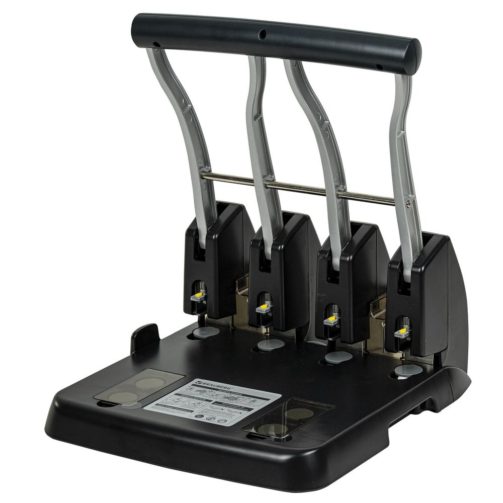 Дырокол на 4 отверстия металлический МОЩНЫЙ BRAUBERG "Heavy Duty Extra", до 150 листов