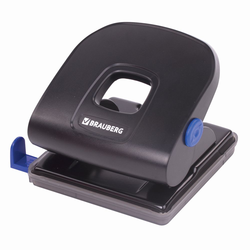 Дырокол металлический BRAUBERG "Extra", до 30 листов, черный