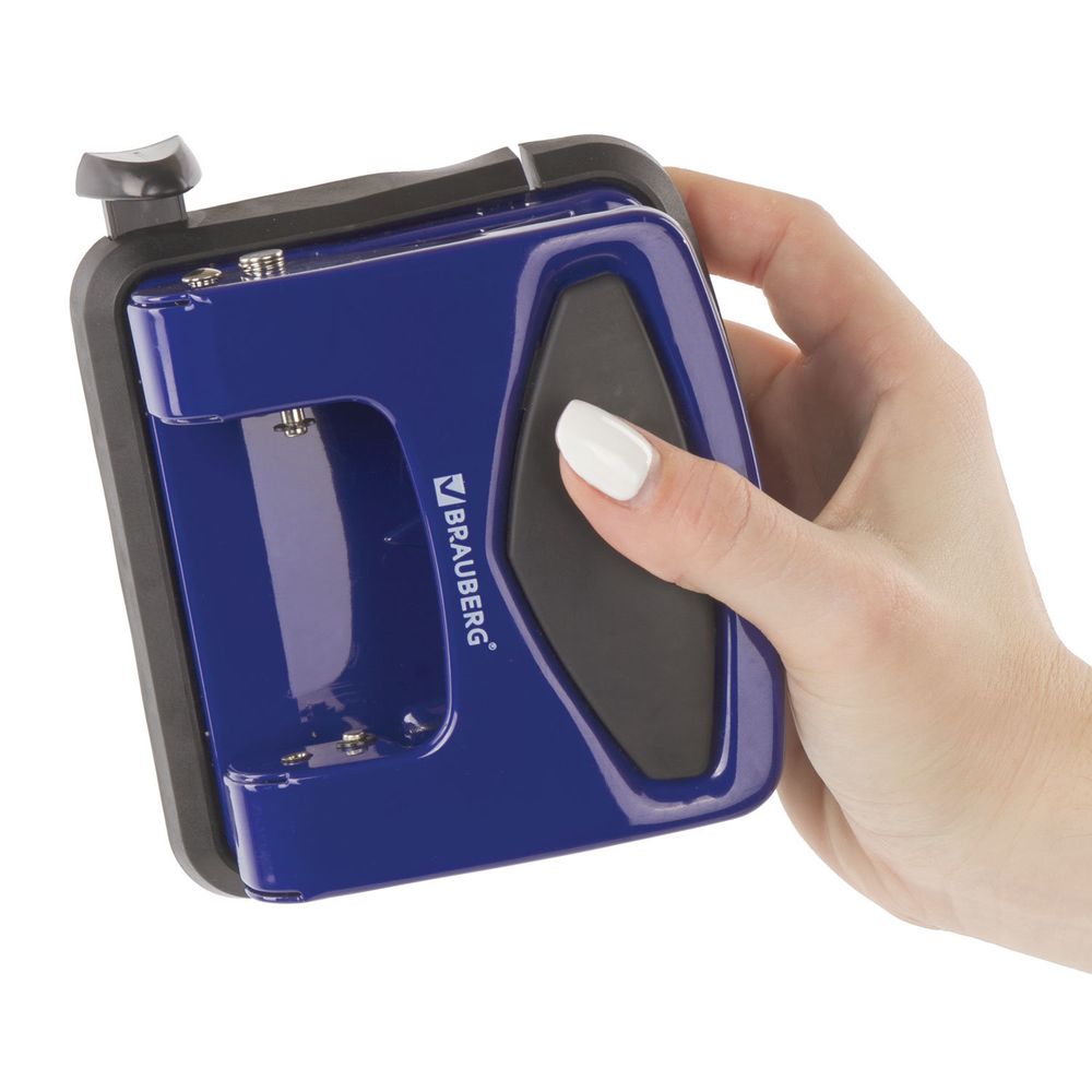 Дырокол металлический BRAUBERG "PN-150M", до 35 листов, синий