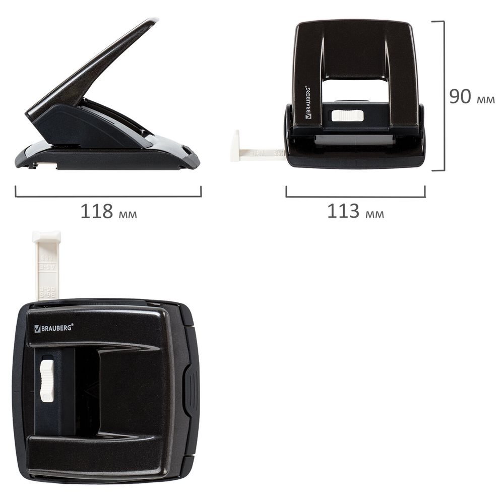 Дырокол металлический BRAUBERG "ULTRA", до 20 листов, черный