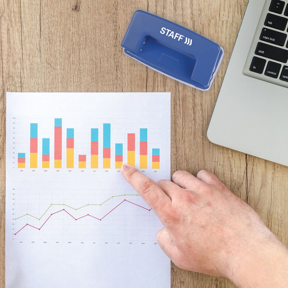 Дырокол металлический STAFF "EVERYDAY", до 10 листов, без линейки, синий