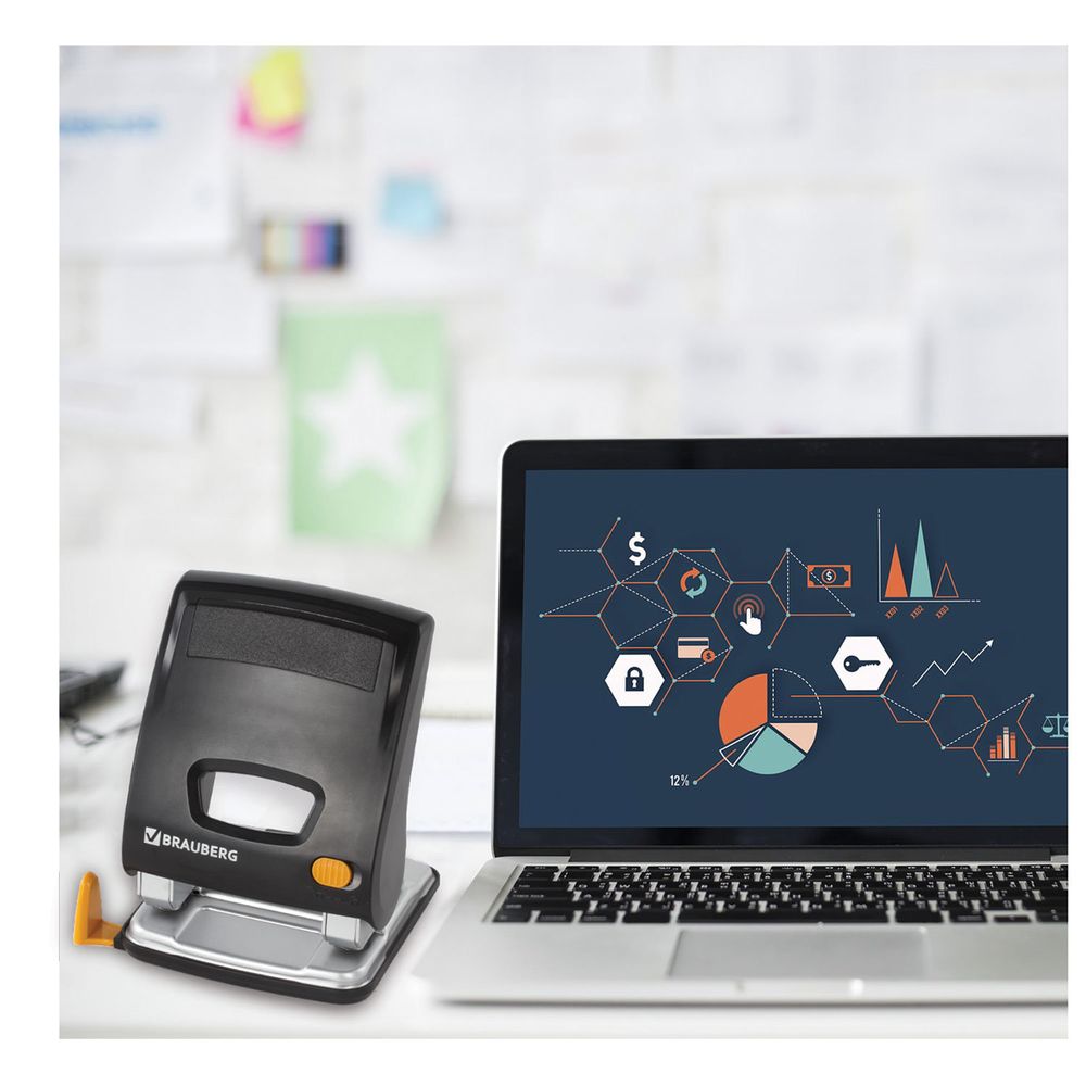 Дырокол ЭНЕРГОСБЕРЕГАЮЩИЙ BRAUBERG "Easy Press", до 30 листов, БЕЗ УСИЛИЙ