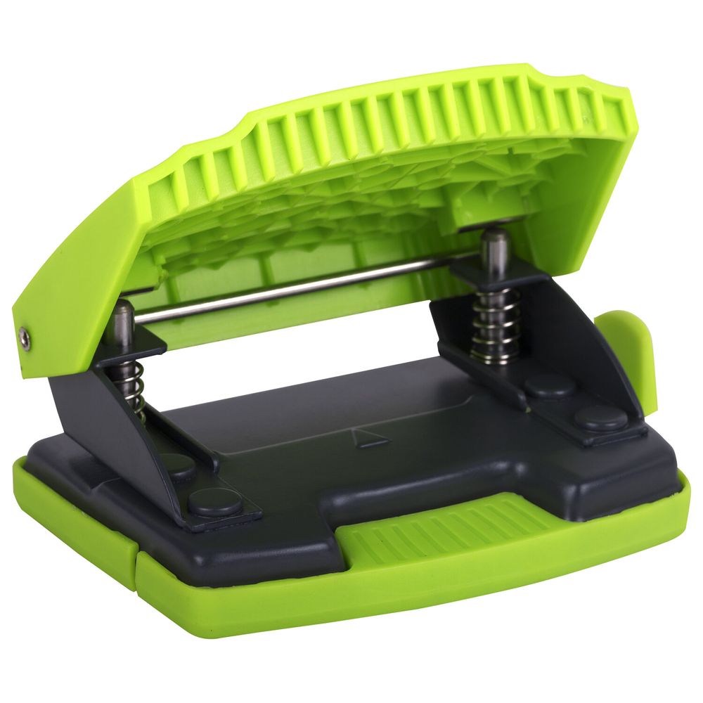 Дырокол BRAUBERG "SUPER", до 20 листов, зелено-черный