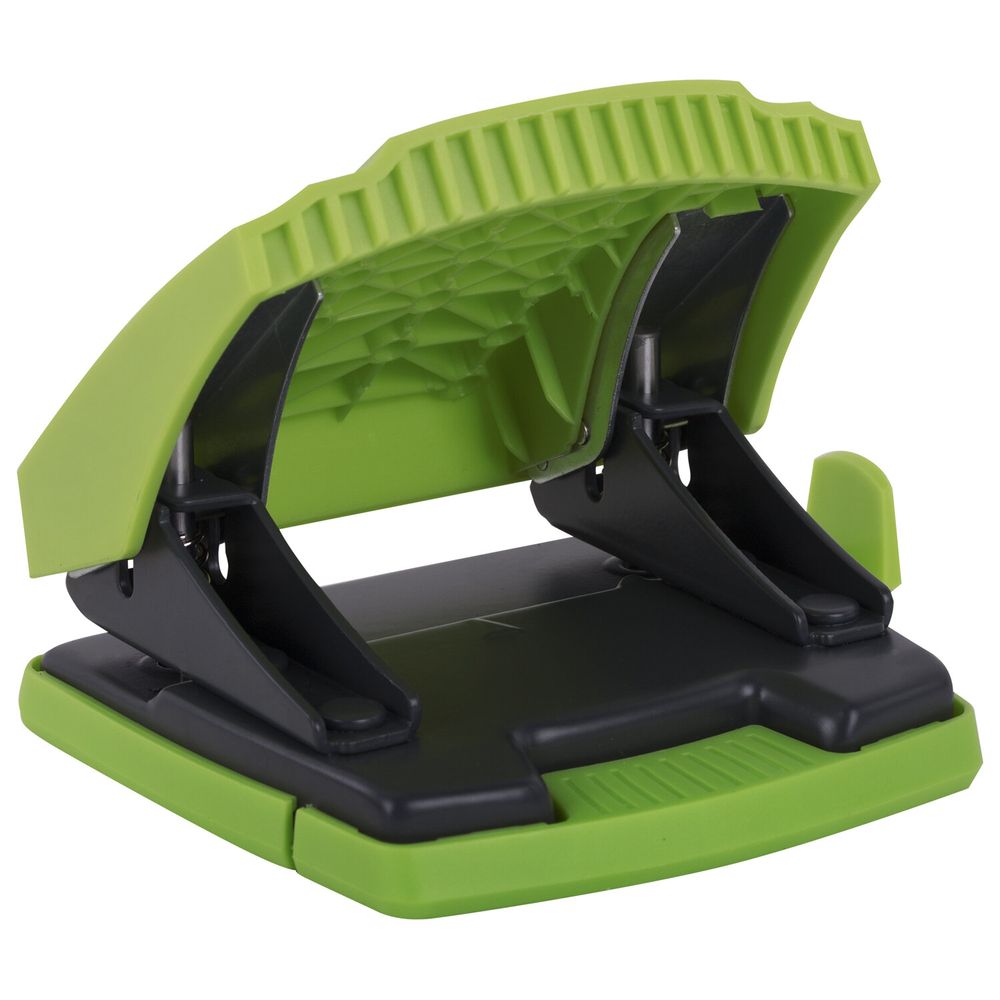 Дырокол BRAUBERG "SUPER", до 30 листов, зелено-черный