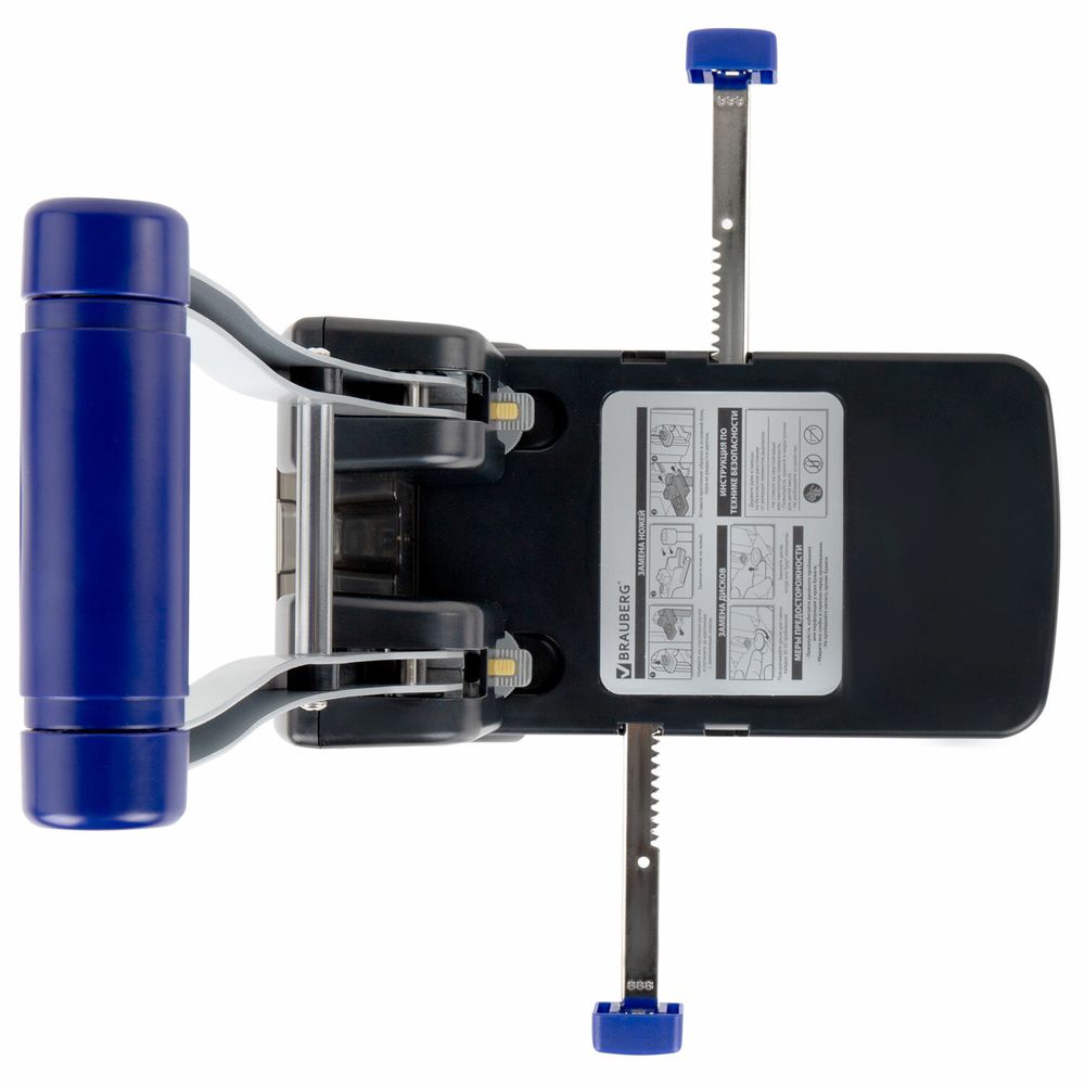 Дырокол металлический МОЩНЫЙ BRAUBERG "EXTRA Heavy duty", до 110 листов, черно-синий